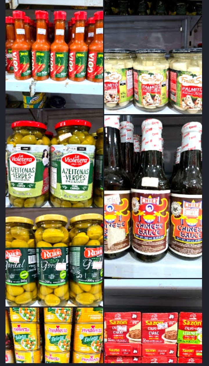 Azeitonas, molho chinês, palmitos & conservas